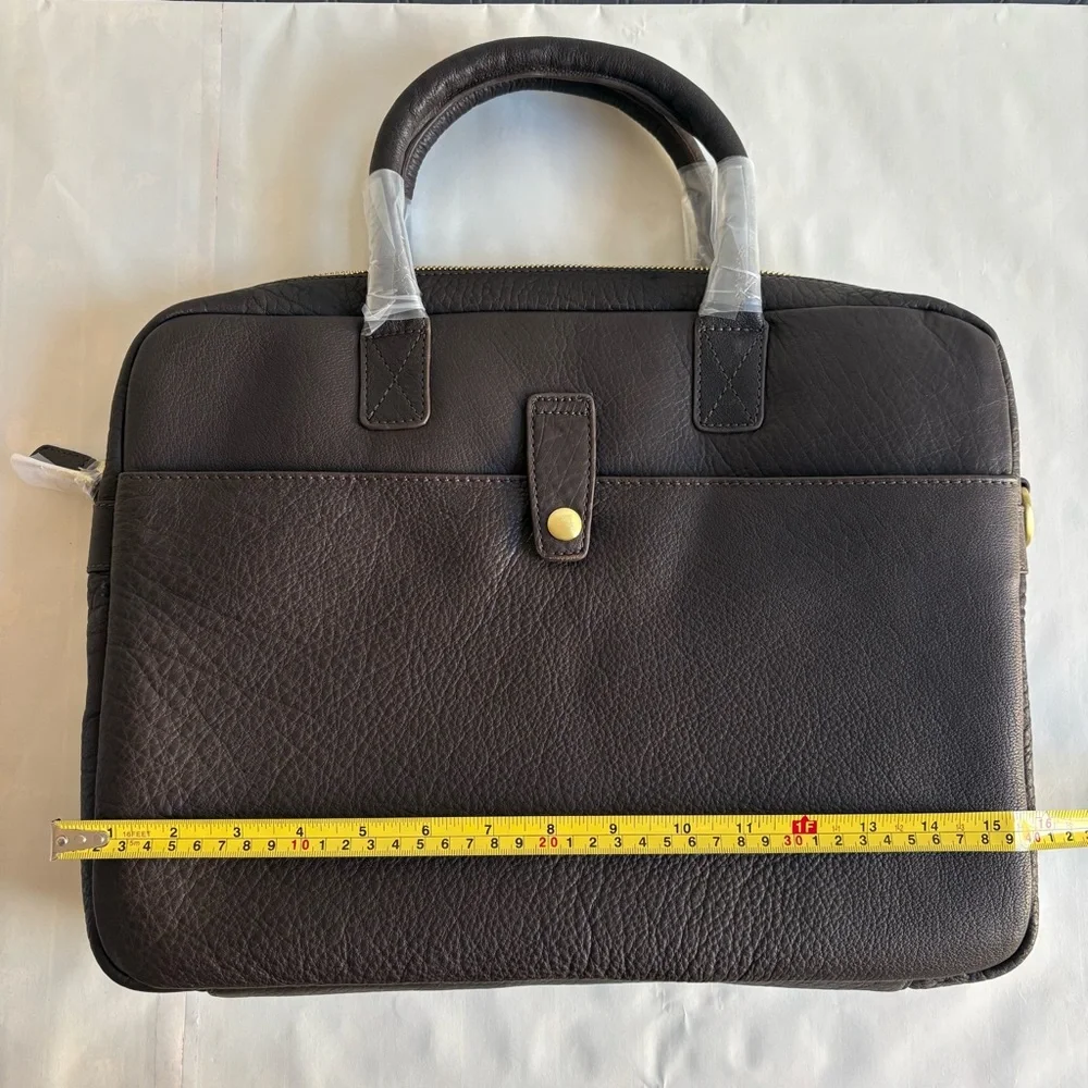 Mark & Graham Harvey Leather Briefcase Bag Dark Brown Laptop Pocket NEW gift